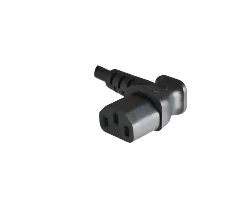 Cable IEC C13 90° a C14, 1mm², prolongación, VDE, negro, longitud 1,80m
